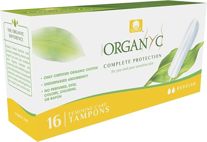 1 Organyc - 100% Certified Organic Cotton Tampons - No Applicator, Free from Chlorine, Perfumes, Rayon, and Chemicals - Normal, Regular, 16 Count (Pack of 1) (R00992)