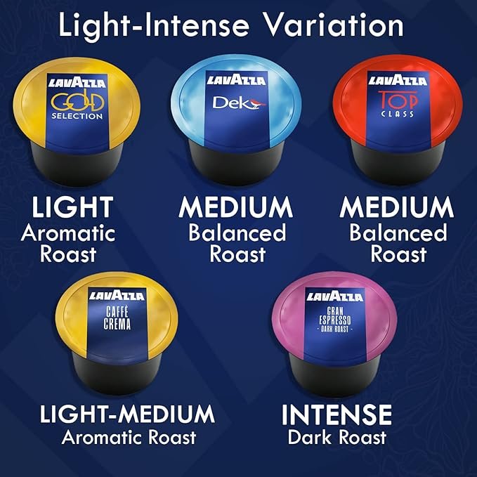 1 Lavazza Blue Coffee Pods - Assortment Pack of 100 Capsules, Including Top Class, Caffe Crema, Decaf, Gran Espresso, and Gold Varieties - 20 of Each
