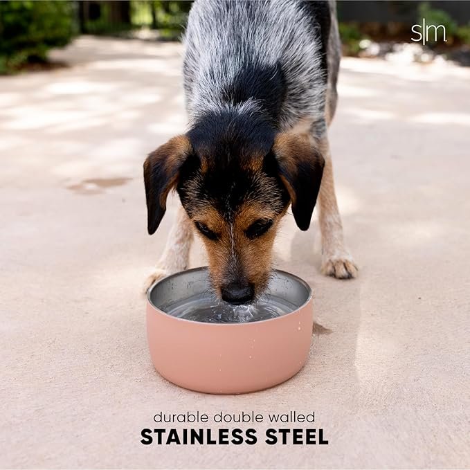 1 Simple Modern Stainless Steel Pet Water Bowl for Dogs & Cats | Insulated Stainless Steel Food Bowls for Dog Cat | No Tip No Slip BPA Free | Bentley Collection | Medium (4 Cups) | Sea Glass Sage