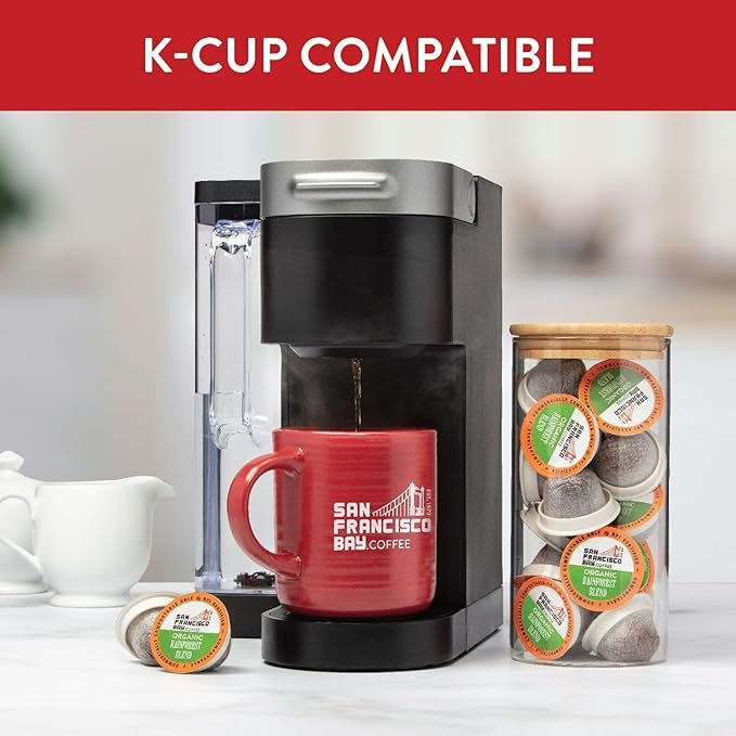5 San Francisco Bay Compostable Coffee Pods - Organic Rainforest Blend (80 Ct) K Cup Compatible including Keurig 2.0, Medium Dark Roast