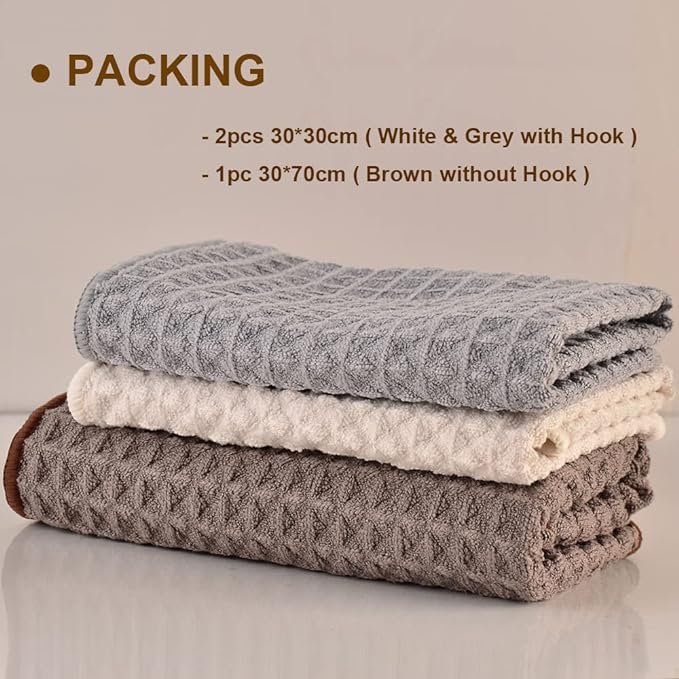 3 CAFEMASY Pack of 3 Barista Microfiber Cleaning Towels with Hook - Absorbent Cloths for Coffee Bar.