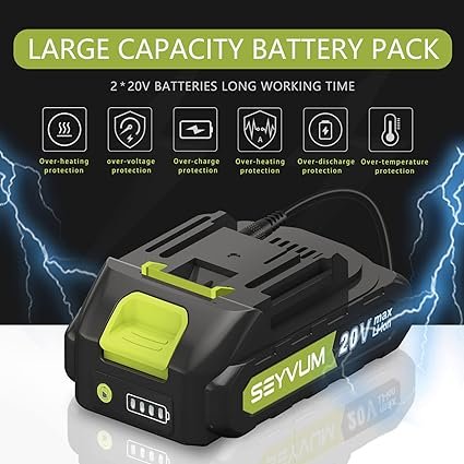 2 SEYVUM Mini Chainsaw Cordless, 6 Inch Portable Electric Cordless Chainsaw Tool-Free Installation[User Friendly], for Tree Trimming Branch Pruning Wood Cutting(2Pcs 2.0Ah Batteries& 2 Steel Chains)