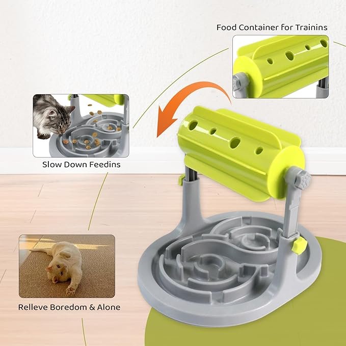 2 jovani Interactive Dog & Cat Food Puzzle Toy - Slow Feeder Pet Bowl- Treat Boredom Dispensing Slow Feeder - Anxiety IQ Training in Smart Feeding and Adjustable Height for Small/Medium Dogs