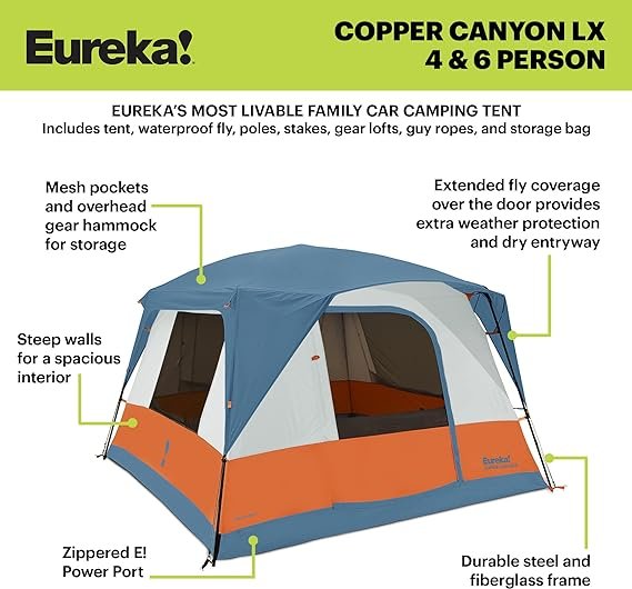 1 Eureka! Copper Canyon LX, 3 Season, Family and Car Camping Tent (4, 6, 8 or 12 Person)