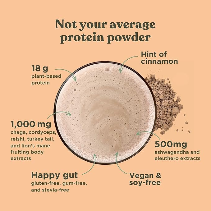 4 Four Sigmatic Organic Plant-Based Protein Powder Unflavored Protein with Lion’s Mane, Chaga, Cordyceps and More | Clean Vegan Protein Elevated for Brain Function and Immune Support | 16.9 oz