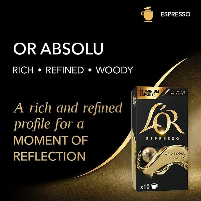 3 L'OR Instant Espresso Capsules, Pack of 50 Single-Serve Aluminum Coffee Capsules for L'OR BARISTA System & Nespresso Original Machines, or Absolute