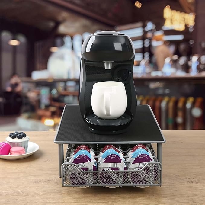 1 Tassimo Pods Storage Compartment for 60 Capsules, Organizational Unit for Office, Home or Kitchen, Black & Grey