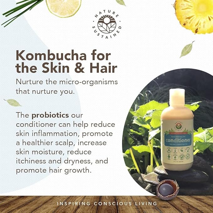 1 Organic Fragrance Free Conditioner - Gentle Unscented Natural Sensitive Skin Conditioner - Raw Wildcrafted Probiotic Hypoallergenic Hydrating Conditioning Wash for All Hair - 9 Oz