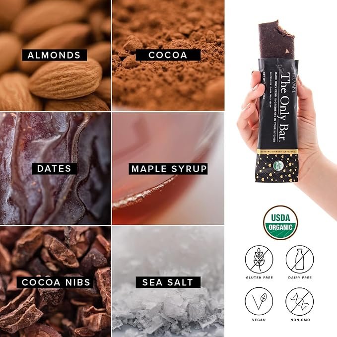 3 Truvani Plant Based Snack Bars | 7g Protein | 12 Pack Chocolate Brownie | Organic | Vegan | The Only Bar | Dairy, Soy, and Gluten Free | Keto | Individually Wrapped