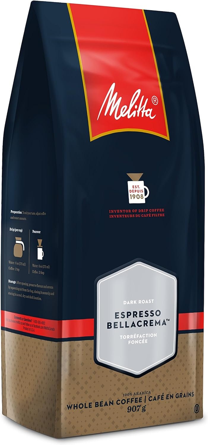 2 Dark Roast Espresso BellaCrema Whole Bean Coffee by MELITTA