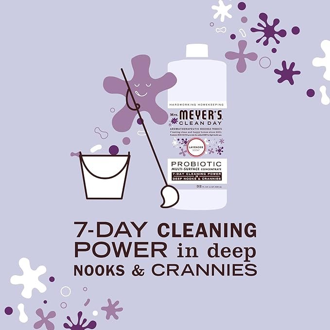 3 MRS. MEYER'S CLEAN DAY Probiotic Multi-Surface Concentrate Cleaner, Lavender, Cleans Crevices And Tough Stains, 32 Fl Oz