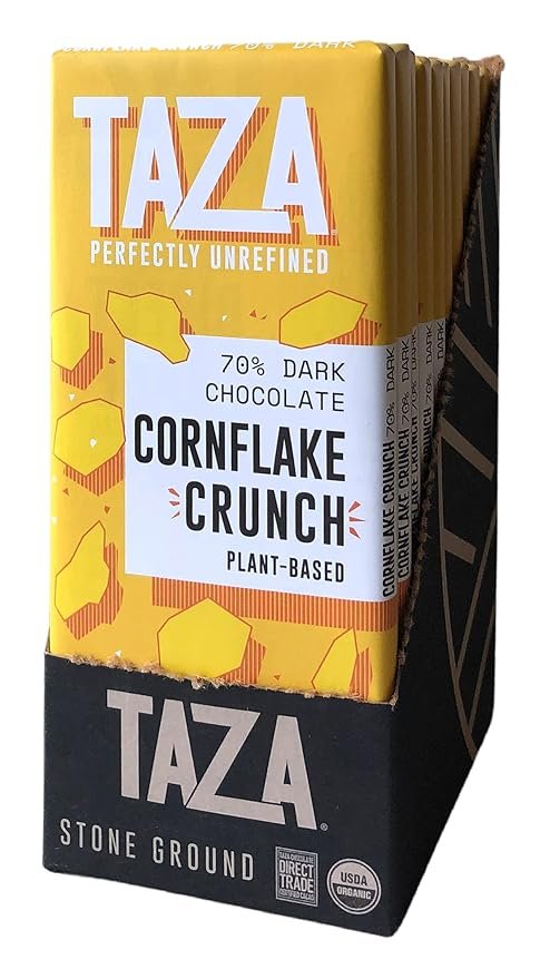 1 Taza Chocolate Organic Smooth & Crunchy Bars 70% Stone Ground, Cornflake Crunch 2.5 Ounces (10 Count), Vegan