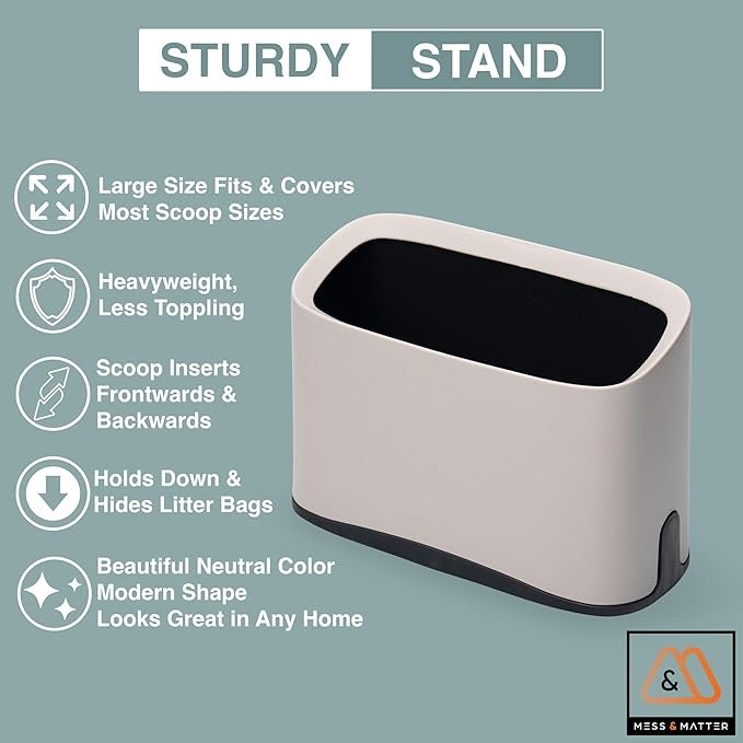 4 Heavy-Duty Metal Cat Litter Scoop with Holder - Non-Stick Speed Sifting Litter Box Scooper Captures All Clumps - Cat Litter Sifter Shovel with Comfy Handle - Includes Litter Bags & Non-Slide Clip