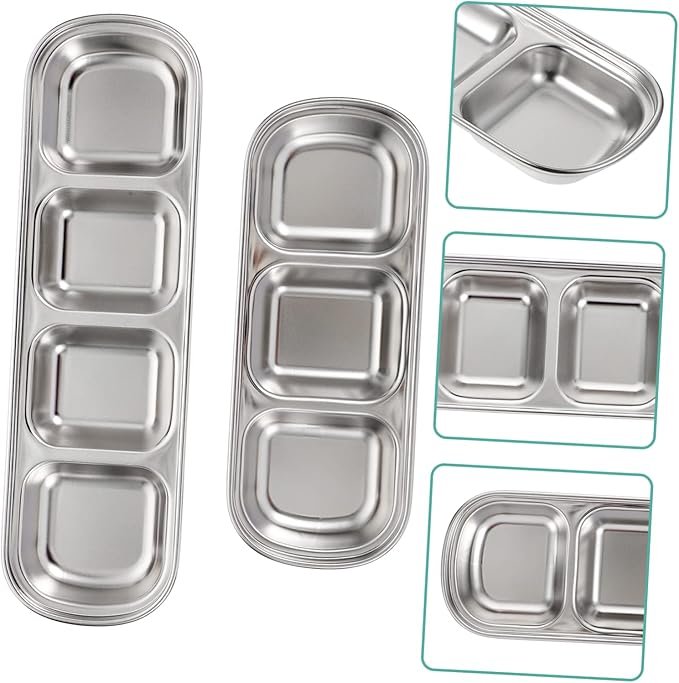 4 Mipcase 2pcs Stainless Steel Plate Squirrel Feeder Automatic Water Bowl Rabbit Water Dispenser Pet Feeding Tray Automatic Cat Feeders Nut Trays Multi-Grid Fodder Tray Fodder Plate Silver