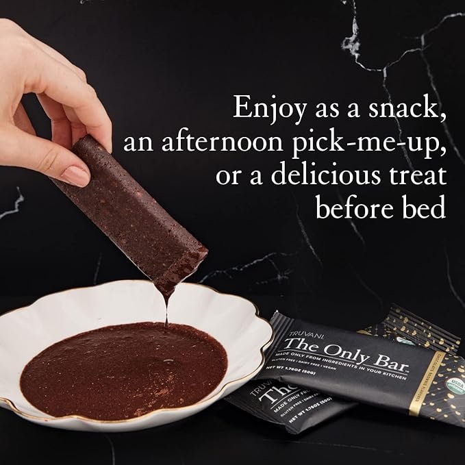 2 Truvani Plant Based Snack Bars | 7g Protein | 12 Pack Chocolate Brownie | Organic | Vegan | The Only Bar | Dairy, Soy, and Gluten Free | Keto | Individually Wrapped
