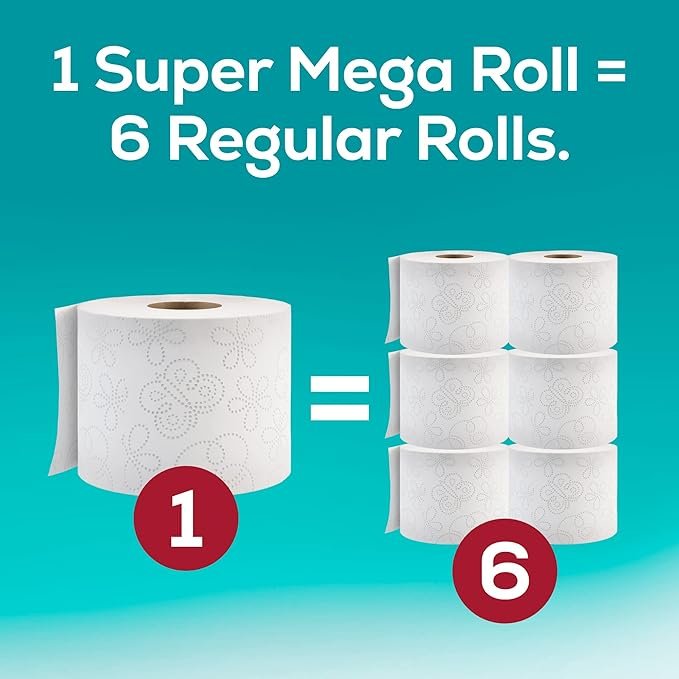 1 Soft Angel Toilet Paper 24 Extra-large Rolls - 480 Two-ply Sheets Per Roll - Durable, Compatible with Regular Holders, Safe for Septic Systems