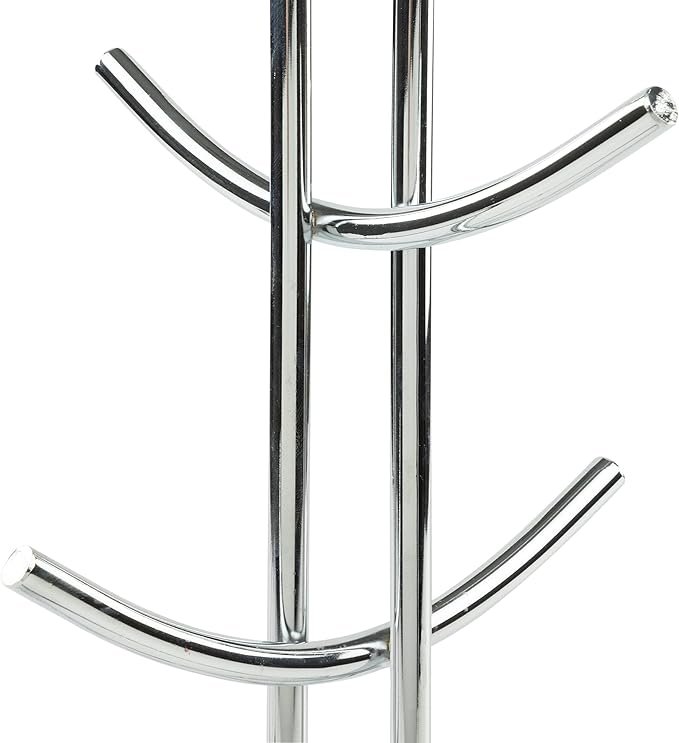 2 Spectrum 6-Holder Mug Tree, Steel Countertop Storage Rack, Chrome Finish