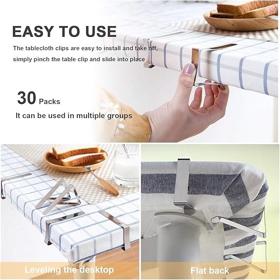 3 Tablecloth Clips 30 Packs Table Cloth Holder Clips,Stainless Steel Outdoor Table Cloths Clips For Picnic Tables,Folding Tables,Clamps For Outdoor Tablecloths,Picnic Table Cover Clips For Party Wedding