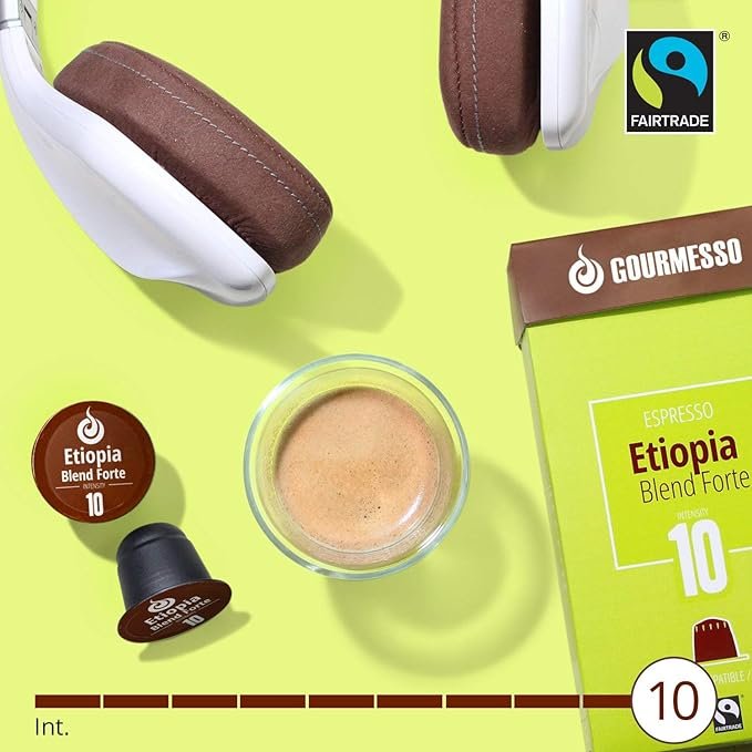 1 Gourmesso Ethiopia Strong Coffee Pods - 50 Capsules Compatible with Nespresso Machines - Ethically Sourced | Rich Flavor