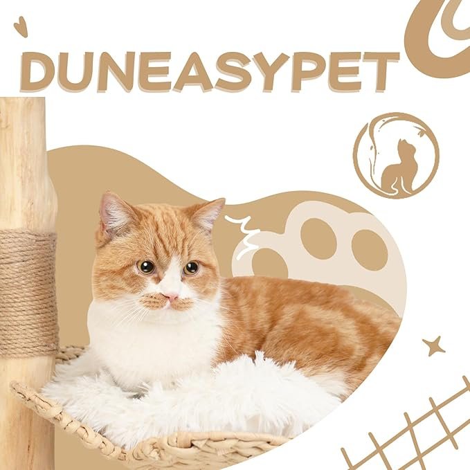 4 Wood Cat Tree Modern Cat Climbing Tower for Indoor Cats with 2 Perch, 36” Tall Multi-Level Cat Tower Furniture, Soft Plush Cat Scratch Tree for Kittens Small Cats, Gift for Cat Lover