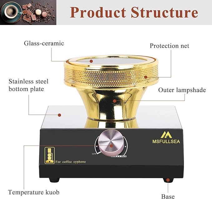 1 110V Siphon Coffee Maker Halogen Beam Burner - Msfullsea