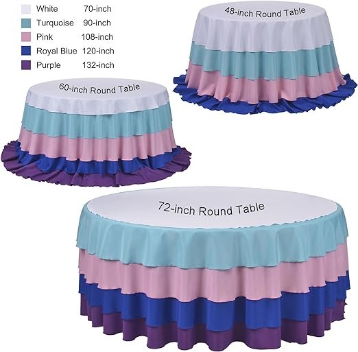 3 Remedios Round Tablecloth Solid Color Polyester Table Cloth for Bridal Shower Wedding Table – Wrinkle Free Dinner Tablecloth for Restaurant Party Banquet (White, 70 inch)