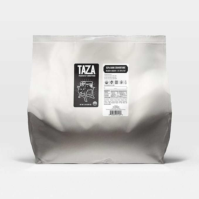2 Taza Chocolate Organic Bulk Couverture Chocolate 53%, 3 kg bag (1 count), Vegan