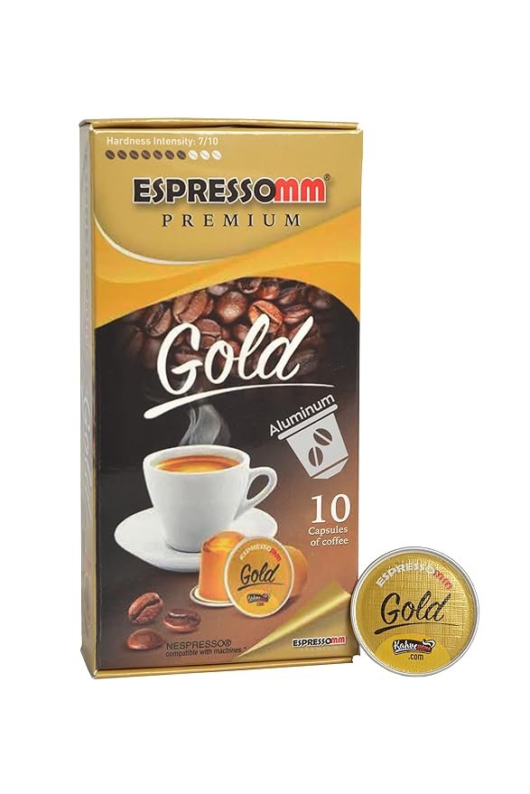 1 ESPRESSOMM Capsule Coffee, Made for Nespresso Original Machines, 10 Capsules, Assorted Coffee Flavors, Disposable Aluminum Coffee Pods (Gold, 1 Pack (10 Count))