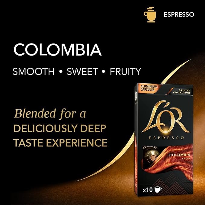 3 L'OR Espresso Capsules, 50 Units Colombia, Single-Portion Aluminum Coffee Capsules Compatible with the L'OR BARISTA System & Nespresso Original Machines