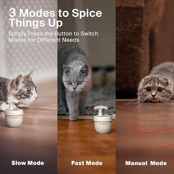 2 Cat Laser Toys, Automatic Cat Laser Toy Tumbler Design, Rechargeable Cat Laser Pointer 360°Irregular Rotation, 3 Modes Interactive Cat Toy for Indoor Cats of All Ages and Sizes (Beige)