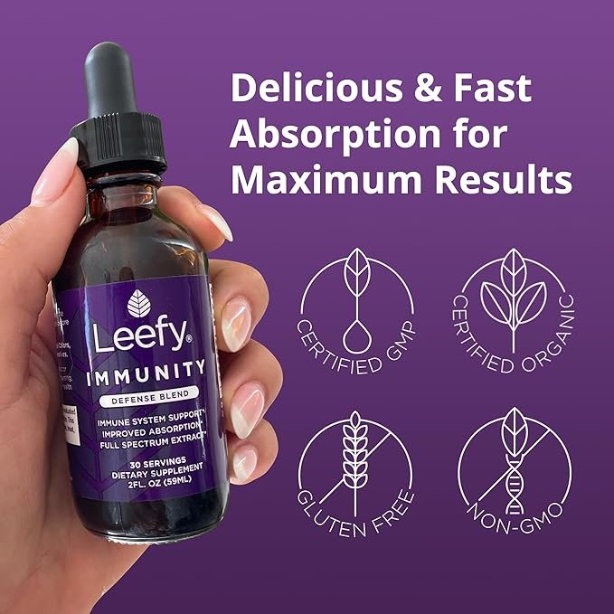 4 Leefy Organics Immunity Defense Blend - Organic Immune Support Supplement, Fast Absorbing Immunity Supplement, Immune Boosters for Adults, Immune Boost, Immune System Booster, Immunity Boost - 2 Oz