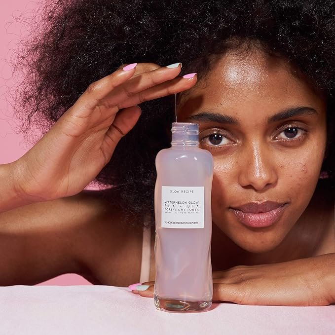 3 Glow Recipe Watermelon Glow PHA + BHA Pore-Tight Face Toner - PHA Hydrating Toner & BHA Exfoliant with Cactus Water, Cucumber, Tea Tree & Hyaluronic Acid for a Smooth Glow (150ml)