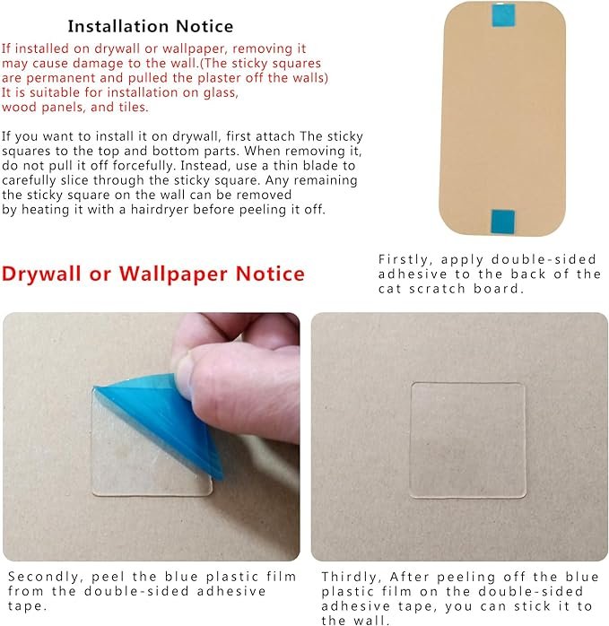 2 4 Pcs Cat Scratcher Wall Mounted Scratch Pad +Cat Scratcher Box Door Cat Nail File Scratcher for Wall Modern Cute Cardboard Vertical Cat Scratching Post, Furniture Protector