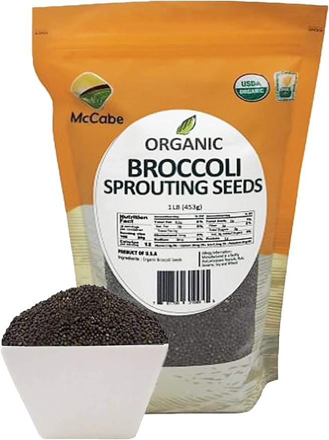 1 McCabe Organic Broccoli Sprouting Seeds for Microgreens - Organic Broccoli Seeds for Sprouting | Rich with Fiber & Minerals | USDA and CCOF Certified | Product of USA | 1Lbs