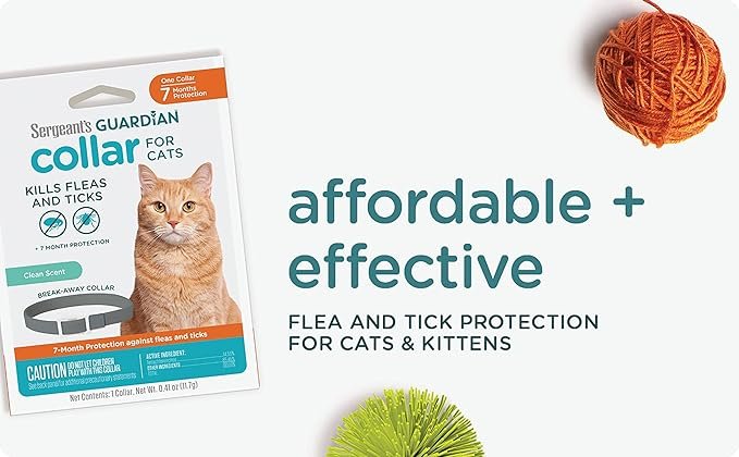 4 Sergeant's Guardian Flea & Tick Cat Collar, 1 Count