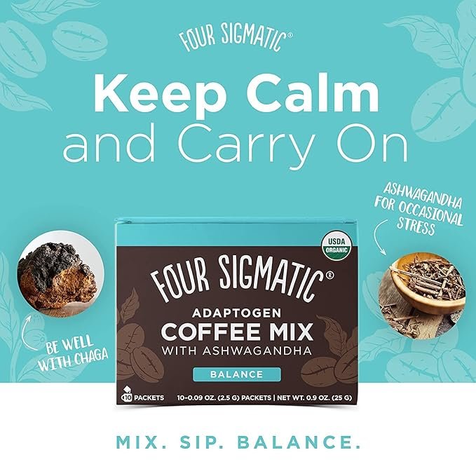 3 10-Pack of Medium Roast Instant Coffee with Ashwagandha, Chaga & Tulsi by Four Sigmatic