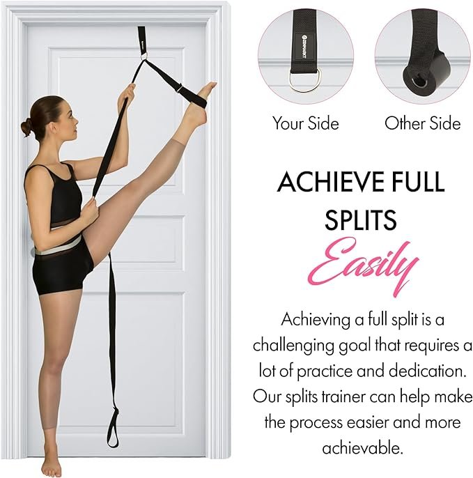 4 Stretching Strap With Door Anchor - Stretching Equipment to Improve Legs Flexibility - Splits Trainer For Home Ideal In Ballet, Dance, Cheerleading, Taekwondo, Yoga, Pole Dancing & Gymnastics