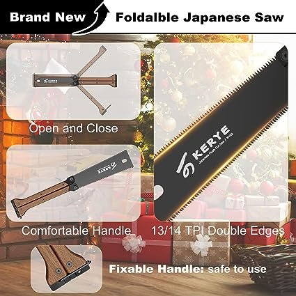 1 Hand Saw, KERYE Hand Tools, 5.5 Inch Mini Pocket Folding Saw, SK5 Blade Wood Saw, Woodworking Tools, 13/14 TPI Double Edges Pull Saw, Flush Cut Saw for Wet/Dry Wood, Christmas Gifts for Men- KY03