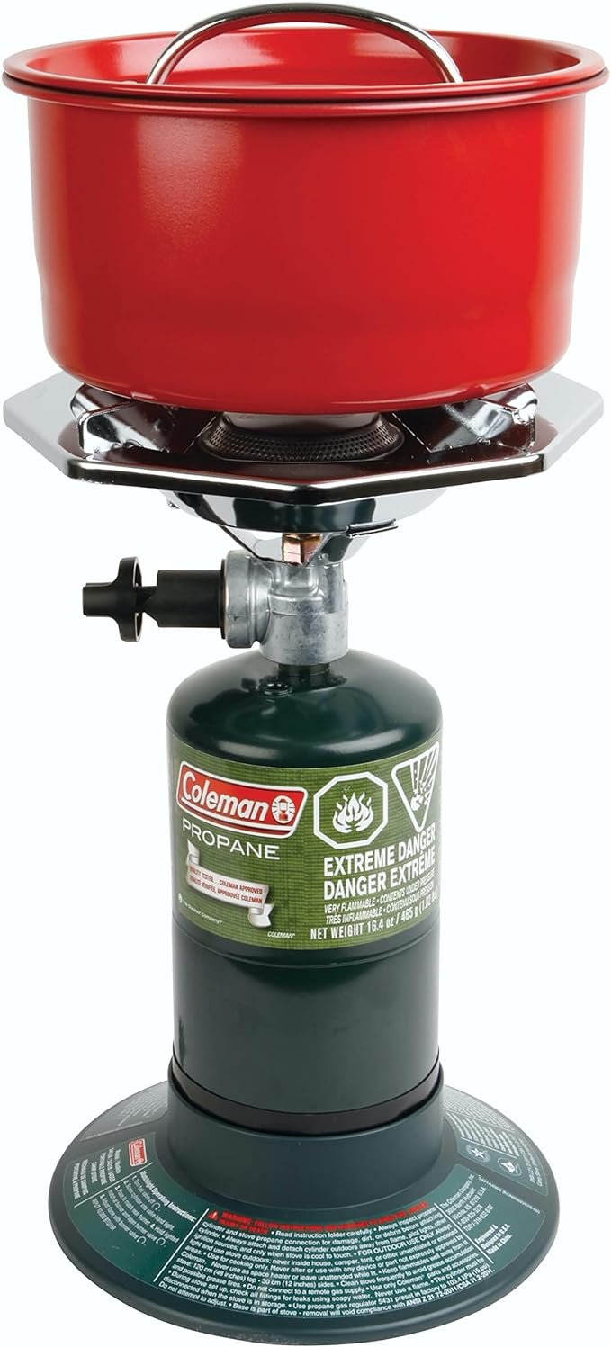 4 Coleman Bottletop Propane Camping Stove, Portable 1-Burner Adjustable Stove with Wind Baffles, Pressure Regulator, and 10,000 BTUs of Power; Great for Camping, Hiking, Backpacking, & More