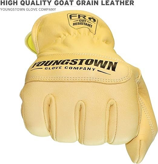 3 12-3365-60-L Flame-Resistant Ground Glove Lined with Kevlar® Performance Work Gloves, Size Large, Tan
