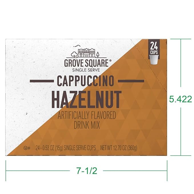 3 Grove Square Hazelnut Cappuccino, Pack of 24 Single Serve Cups