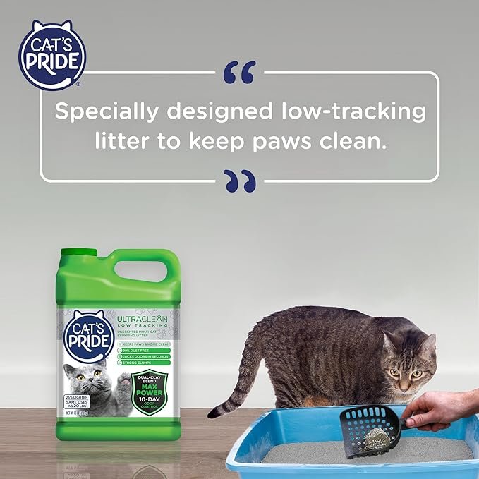3 Cat's Pride Max Power: UltraClean Low Tracking Multi-Cat Clumping Litter - Keeps Paws & Home Clean - Up to 10 Days of Powerful Odor Control - 99% Dust Free - Unscented, 15 Pounds