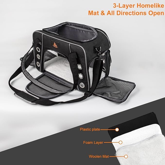 2 Lifeand Cat Carrier for Large and Medium Cats Under 18lb, Collapsible Soft Sided Pet Carrier, Dog Carrier, Airline Approved for Cats, Small Dogs, Kitten, Pet Privacy Protection Travel Carrier