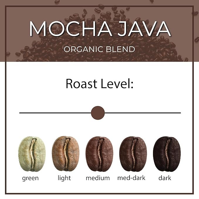 3 The Bean Organic Coffee Company Mocha Java, Medium Roast, Whole Bean Coffee, 16-Ounce Bag