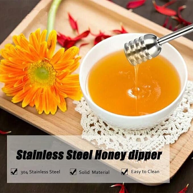 6 Syrup and Honey Dipper Spoon Stainless Steel Wand for Honey Pot and Jar Containers - 6.3