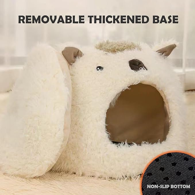 2 HyphessAda Heated Cat Bed, Rechargeable and Removable Cat Bed with 3000mAh Battery, The Semi-Enclosed Heated Dog Bed Can Better Retain Heat and is Suitable for Cats and Small Dogs, Cat Cave Bed(S)