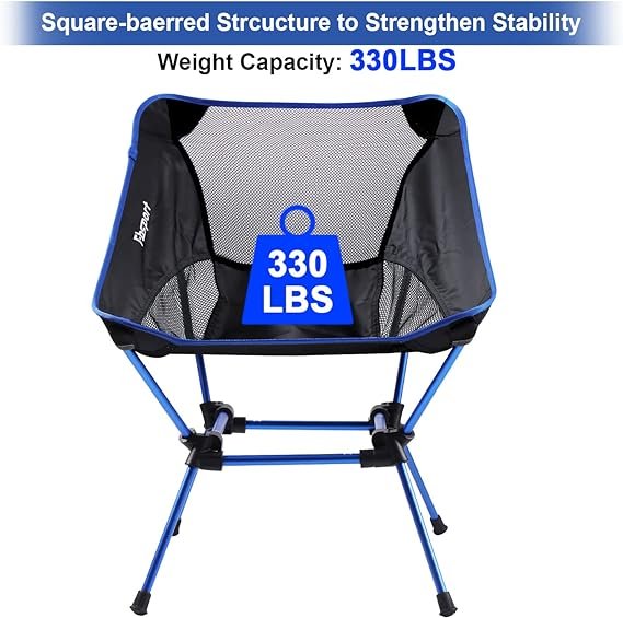 3 FBSPORT 2-Pack Foldable Outdoor Chairs for Travel, Camping, and Outdoor Activities with Convenient Carrying Case