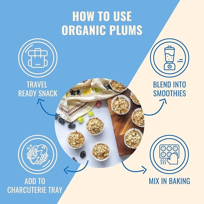 4 Sunny Fruit Soft Organic Prunes - 1 Bag (5 Individual Portion Packs) | Healthy, Convenient Dried Plums Snack Packs | ORGANIC, NON-GMO, VEGAN, HALAL, KOSHER, NO PRESERVATIVES, NO SUGAR ADDED