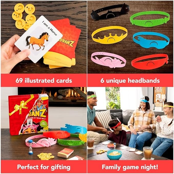 1 Hedbanz Picture Guessing Board Game - New Edition, suitable for ages 8 and above, in a variety of colors, from Spin Master Games.