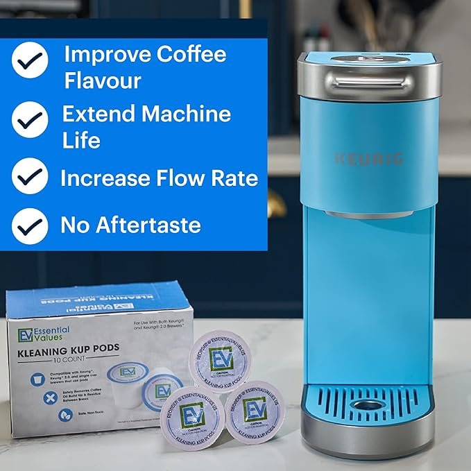 3 Essential Values Keurig Rinse Pods 10-Pack - K Cup Cleaning Solution - Compatible with K-Cup Machines Including 2.0 - Aftermarket Keurig Filter Pods